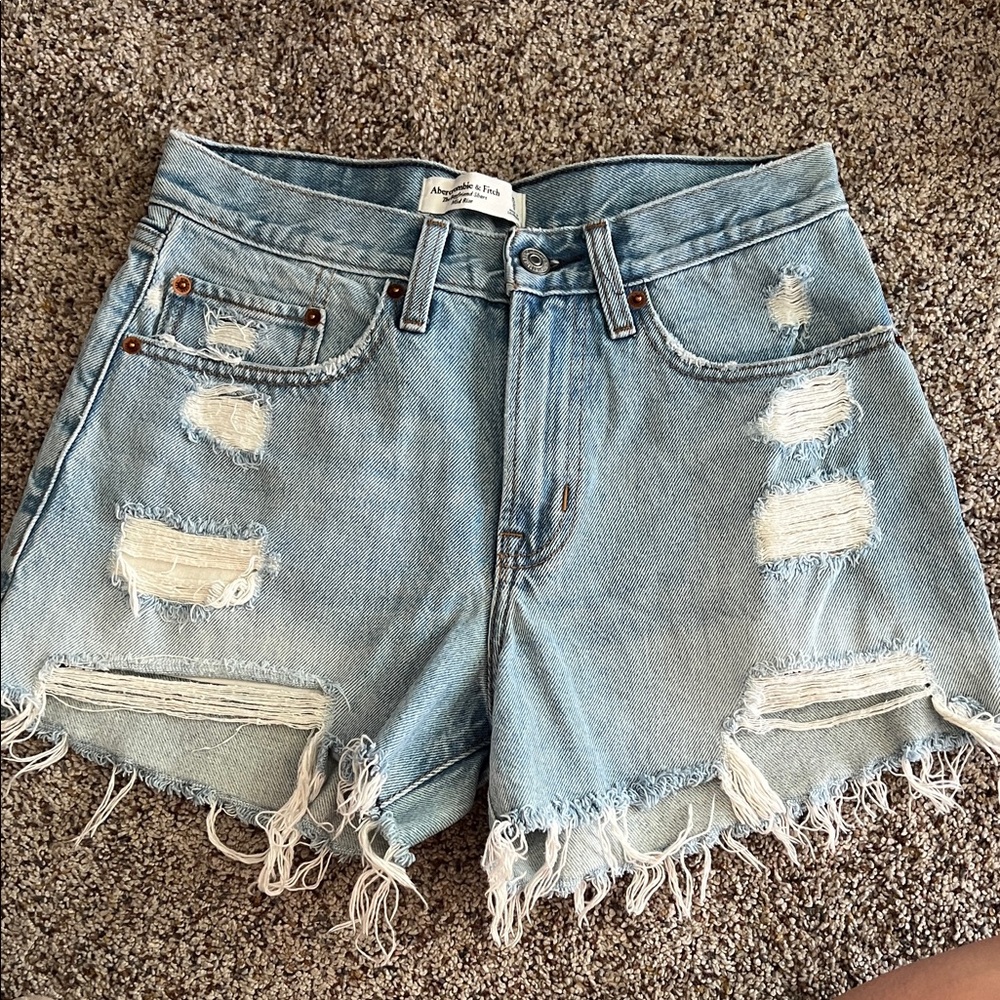 Abercrombie & Fitch Ripped Blue Jean Shorts